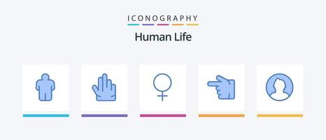 pack d'icônes bleu humain 5 comprenant. rond. signe. homme. gauche. conception d'icônes créatives vecteur