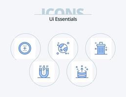 pack d'icônes bleues ui essentials 5 conception d'icônes. mondial. navigateur. ui. rond. interface vecteur