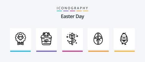 pack d'icônes de la ligne 5 de pâques, y compris la décoration. date. œuf. Pâques. calandre. conception d'icônes créatives vecteur