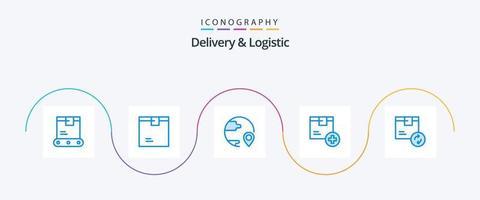 pack d'icônes bleues de livraison et de logistique 5, y compris la livraison. ajouter. produit. expédition. mondial vecteur