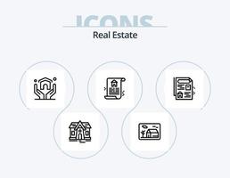 pack d'icônes de ligne immobilière 5 conception d'icônes. maison. domaine. loger. réel. ordinateur portable vecteur