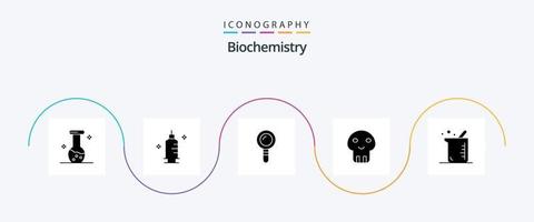 pack d'icônes biochimie glyphe 5 comprenant la biochimie. décès. recherche. dangereux. biochimie vecteur