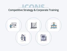 stratégie compétitive et ligne de formation en entreprise rempli pack d'icônes 5 conception d'icônes. idée. entreprise. réunion. intention. désir vecteur