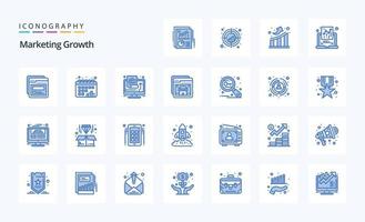 25 pack d'icônes bleues de croissance marketing vecteur