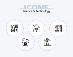 pack d'icônes remplies de ligne scientifique et technologique 5 conception d'icônes. ingénierie génétique. chromosome. science. mémoire. carnet de notes vecteur