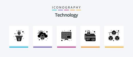 pack d'icônes de glyphe technologique 5, y compris grand. serrure. sécurisé. sécurité de la carte. Carte bancaire. conception d'icônes créatives vecteur