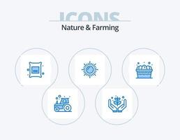 pack d'icônes bleues nature et agriculture 5 conception d'icônes. œuf. soleil. nature. nature. blé vecteur