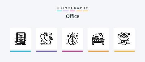 pack d'icônes office line 5 comprenant du thé. tasse. analytique. café. dossier. conception d'icônes créatives vecteur