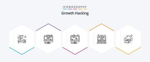 pack d'icônes de piratage de 25 lignes, y compris le profil. compte. avertir. feu. erreur vecteur