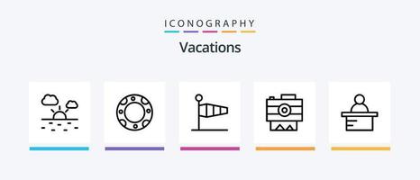 pack d'icônes ligne 5 vacances comprenant. temps. ci. kit médical. conception d'icônes créatives vecteur