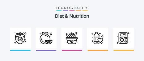 pack d'icônes de la ligne 5 de régime et de nutrition, y compris la santé. régime. régime. protéine. additif. conception d'icônes créatives vecteur