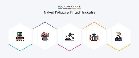 politique nue et industrie fintech 25 pack d'icônes fillline, y compris la diplomatie. conférence. tapis. accord. campagne vecteur