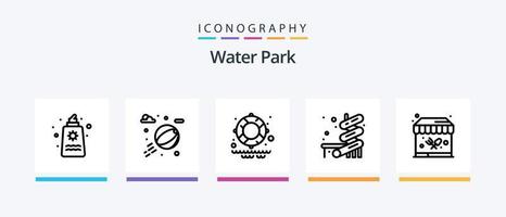 pack d'icônes de la ligne 5 du parc aquatique comprenant. glissière. parc. conception d'icônes créatives vecteur