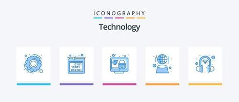 pack d'icônes bleu technologie 5, y compris la technologie. réseau. filtrer. hologramme. numérique. conception d'icônes créatives vecteur