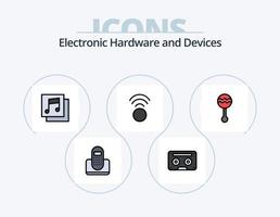 ligne d'appareils rempli pack d'icônes 5 conception d'icônes. instrument. téléphone. maracas. appareil. communication vecteur