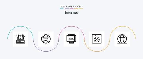 Pack d'icônes de la ligne Internet 5, y compris Internet. cible. monde. l'Internet. l'Internet vecteur