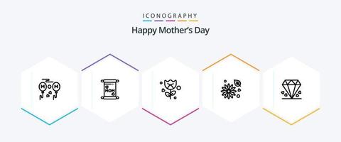 pack d'icônes de 25 lignes de bonne fête des mères, y compris la nature. renoncule . mère. fleur . rose vecteur