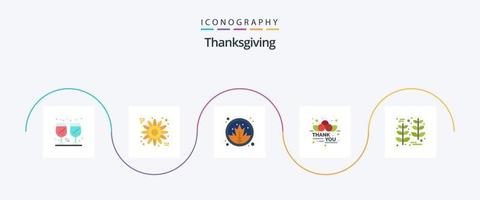 pack d'icônes plat 5 de thanksgiving, y compris thanksgiving. grain. nature. action de grâces. gratitude vecteur