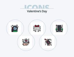 pack d'icônes remplies de ligne de saint valentin 5 conception d'icônes. nature. mariage. canapé. anneau. cœur vecteur