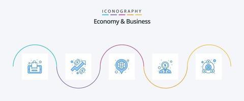 pack d'icônes bleu 5 économie et affaires, y compris la finance. utilisateur. entreprise. argent. entreprise vecteur