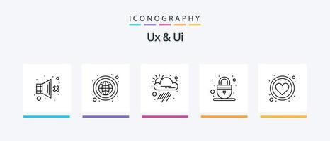pack d'icônes ux et ui line 5, y compris global. options. codage. menu. liste. conception d'icônes créatives vecteur