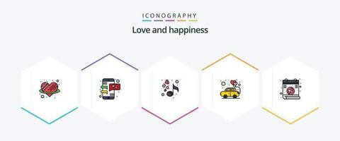 love 25 pack d'icônes fillline, y compris l'amour. romance. aimer. aimer. voiture vecteur