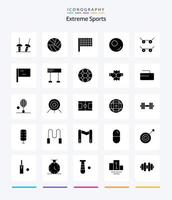 pack d'icônes noir solide de 25 glyphes de sport créatif tel que le sport. doubler. contour. finir. drapeau vecteur