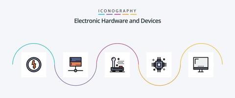 ligne d'appareils remplie de pack d'icônes plat 5, y compris électronique. dispositifs. signal. ébrécher. équipement vecteur