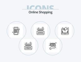 pack d'icônes de ligne d'achat en ligne 5 conception d'icônes. pourcentage. offre. boutique en ligne. rabais. vente vecteur