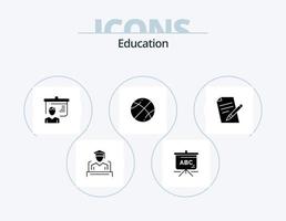 pack d'icônes de glyphe d'éducation 5 conception d'icônes. stylo. déposer. éducation. éducation. balle vecteur
