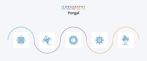 pack d'icônes bleu pongal 5, y compris indien. mondial. en volant. culture. paramètre vecteur