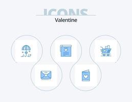 pack d'icônes bleu saint valentin 5 conception d'icônes. aimer. cœur. assurance. mariage. déposer vecteur
