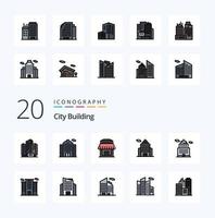 20 pack d'icônes de couleur rempli de ligne de construction de ville comme l'administration d'appartement de bâtiment de musée réel vecteur