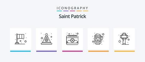 pack d'icônes de la ligne 5 de saint patrick, y compris les acclamations. verre. chance. vin. festival. conception d'icônes créatives vecteur