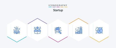 pack d'icônes bleues de démarrage 25, y compris la tarte. argent. Audit. profit. croissance vecteur