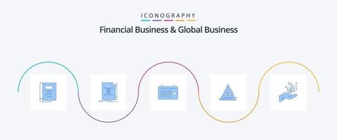 affaires financières et affaires mondiales pack d'icônes bleues 5 comprenant un triangle. illuminati. créer. œil. année vecteur