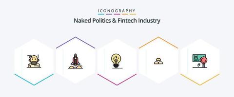 politique nue et industrie fintech 25 pack d'icônes fillline incluant les intérêts. or. Commencez. fonds. idée vecteur