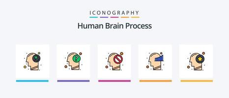 ligne de processus du cerveau humain remplie de 5 icônes, y compris l'esprit. graphique. pensée. pensée. esprit. conception d'icônes créatives vecteur