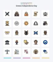 pack d'icônes rempli de 25 lignes de jour de l'indépendance de la grèce créative tel que le prix. Irlande. grec. équilibre. texte vecteur