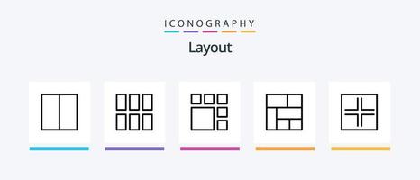 pack d'icônes de la ligne de mise en page 5, y compris. lignes. collage. mise en page. grille. conception d'icônes créatives vecteur