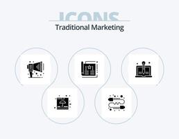 pack d'icônes de glyphe de marketing traditionnel 5 conception d'icônes. magazine. couverture. potins. publicité. conférencier vecteur