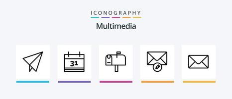 pack d'icônes multimédia ligne 5 comprenant. Valentin. liste. conception d'icônes créatives vecteur