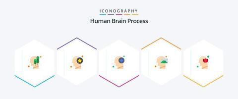 cerveau humain processus 25 pack d'icônes plates, y compris la pensée. esprit. pensée. humain. esprit vecteur