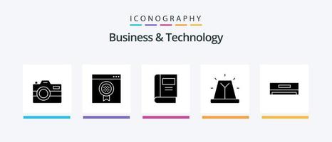 pack d'icônes de glyphe 5 d'affaires et de technologie, y compris le refroidissement. sirène. livre. urgence. alerte. conception d'icônes créatives vecteur