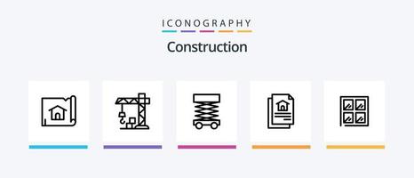 pack d'icônes de la ligne de construction 5, y compris la carte. rédaction. document. construction. feu. conception d'icônes créatives vecteur