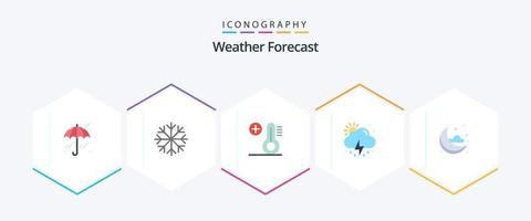 météo 25 pack d'icônes plates comprenant. temps. température. nuage. temps vecteur