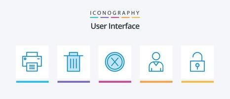 pack d'icônes bleues de l'interface utilisateur 5, y compris le verrou. interface. utilisateur. avatar. Non. conception d'icônes créatives vecteur