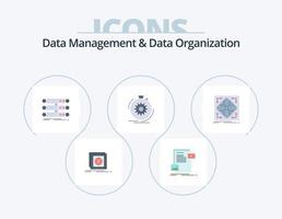 gestion des données et organisation des données pack d'icônes plat 5 conception d'icônes. performance. action. médias. données. étagère vecteur
