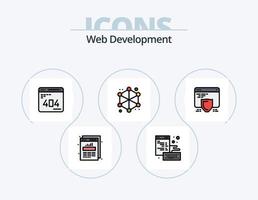 pack d'icônes remplies de ligne de développement web 5 conception d'icônes. conception. développement. développement. com. navigateur vecteur