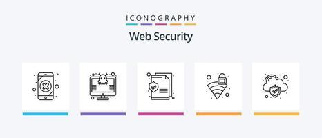 pack d'icônes de la ligne de sécurité Web 5, y compris cyber. sécurité. interdire. serrure. nuage. conception d'icônes créatives vecteur